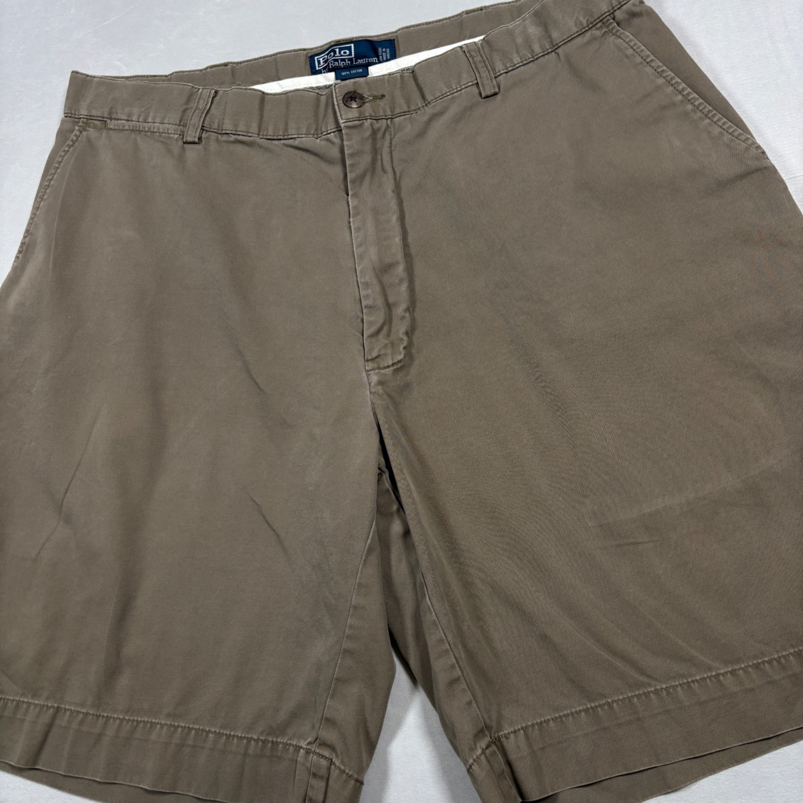 Polo Ralph Lauren Chino Shorts Mens 35 Brown Olive Cotton Twill Flat Front